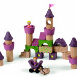 The PlanToys Fairytale Castle Blocks on a plain background. 