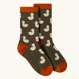 Duck pattern socks from the Little Green Radicals ducks organic cotton socks 5 pack.