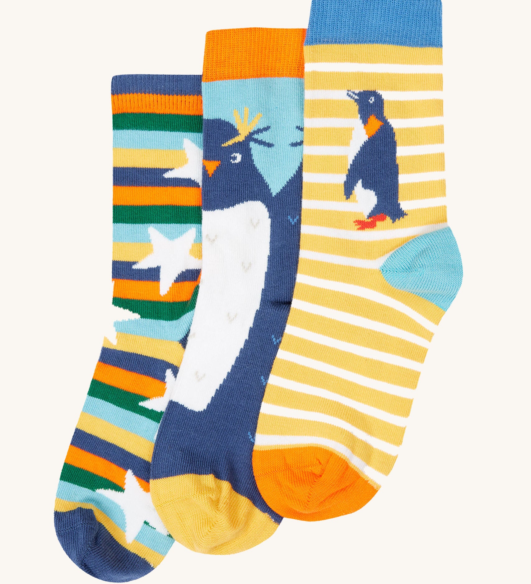 A Frugi rock my socks penguin socks multi-pack of children's organic cotton socks.