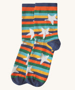 The rainbow striped star design socks from the Frugi rock my socks penguin socks multi-pack of children's organic cotton socks.