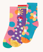 Frugi rock my socks flowers socks multipack of children's organic cotton socks.