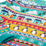 Close up of the Frugi adults festive fair isle organic cotton christmas jumper.