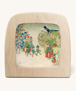 Toverlux StoryLux Silhouette Sets, Around The Year by Elsa Beskow. The image shows the August illustration inside a magic lamp, on a cream background