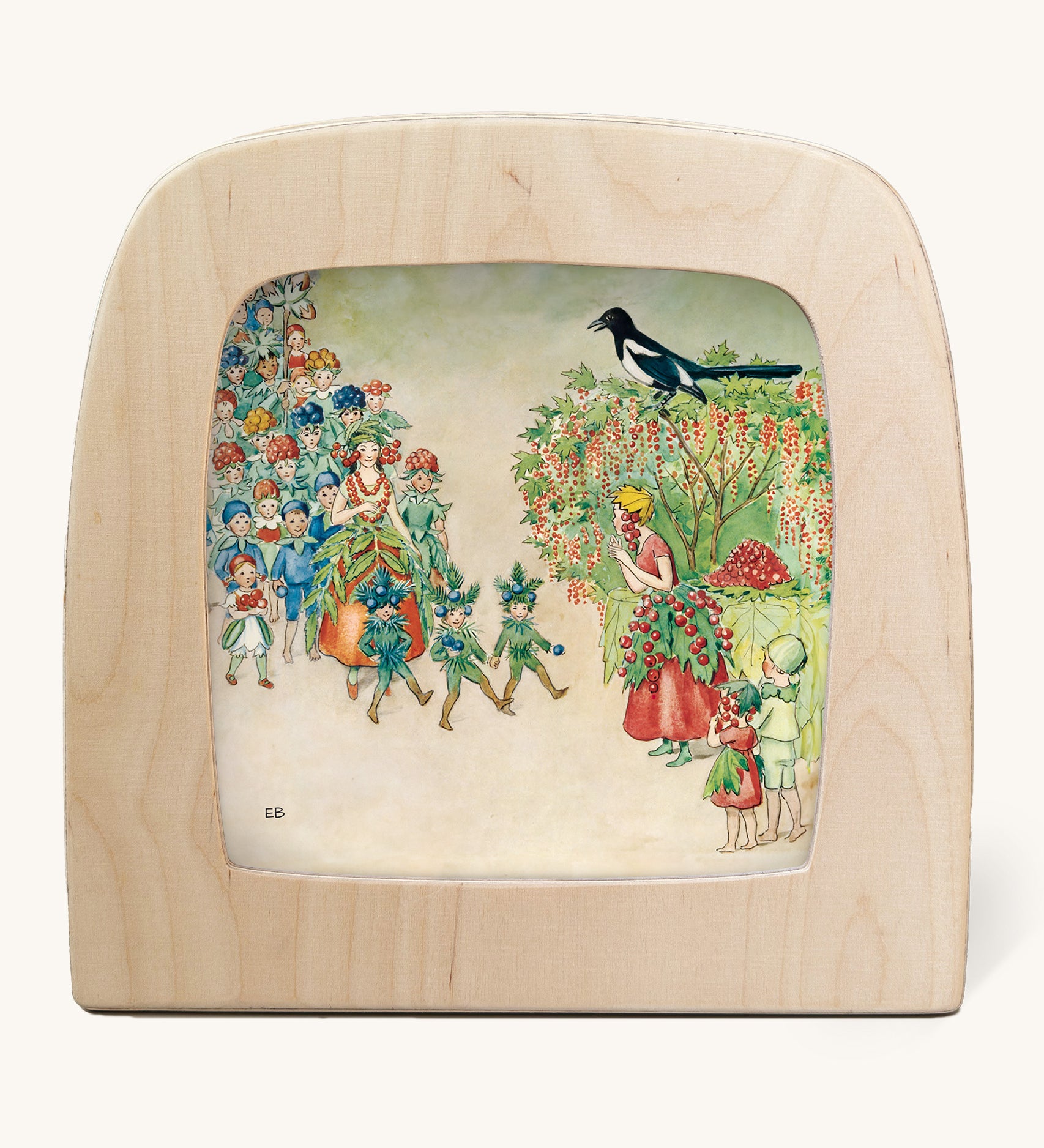Toverlux StoryLux Silhouette Sets, Around The Year by Elsa Beskow. The image shows the August illustration inside a magic lamp, on a cream background