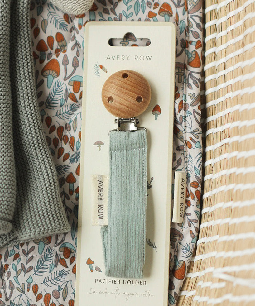 Avery Row Pacifier Holder - Blue Corderoy 