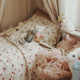 Avery Row Organic Cotton Bedding Set - Peaches bedding set, with delicate peach print on cream fabric