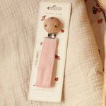 Avery Row Pacifier Holder - Pink Corduroy fabric