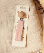 Avery Row Pacifier Holder - Pink Corduroy fabric