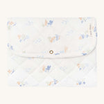 Avery Row Travel Changing Mat - Coastline, a white padded changing mat with delicate seaweed print in soft pastel tones.