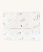 Avery Row Travel Changing Mat - Coastline, a white padded changing mat with delicate seaweed print in soft pastel tones.