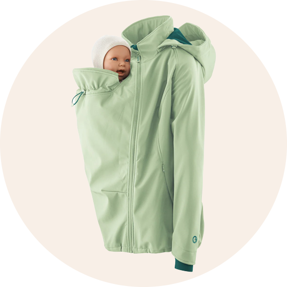 Mamalila all-rounder on cream background to represent babywearing jackets at Babipur.