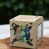 Bajo 2-in-1 polar jungle wooden cube block puzzle shown in it's cardboard box.
