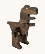 The Bajo Puzzle & Sorter - Black Oak T-Rex stood up on a cream background