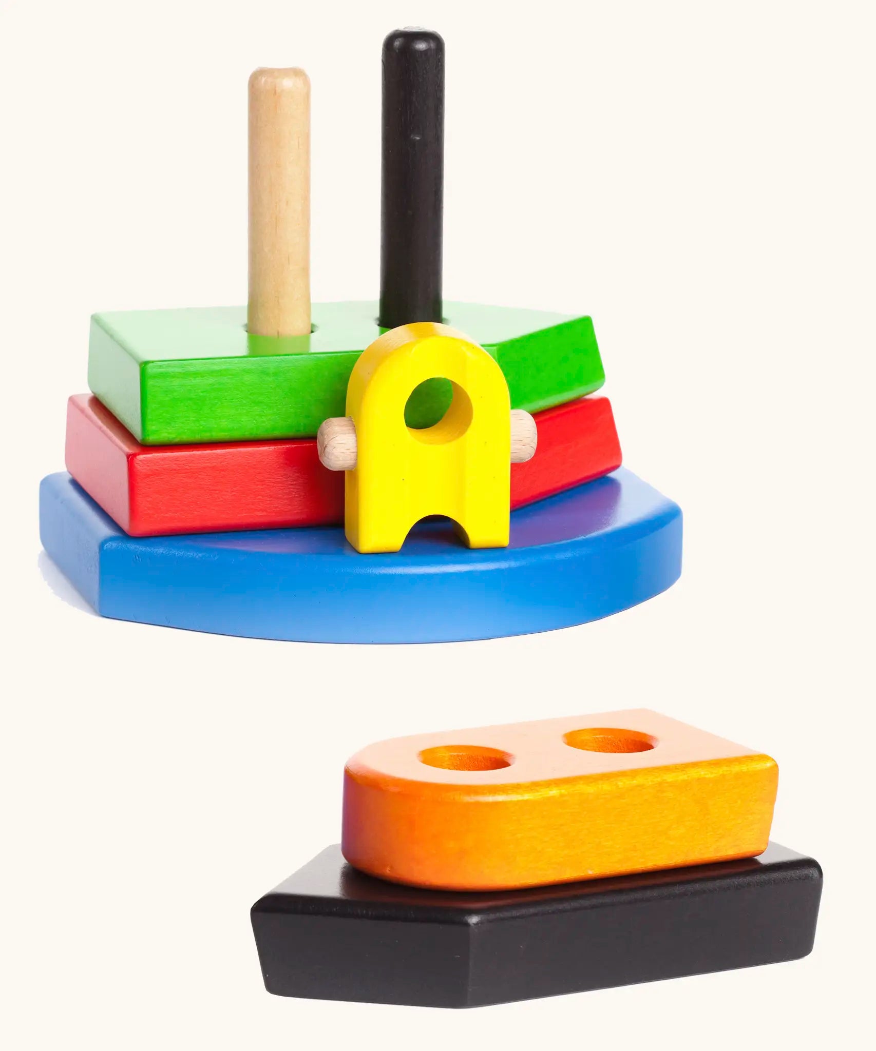 2 boat stacks made from Bajo's wooden nemo stacker toy.