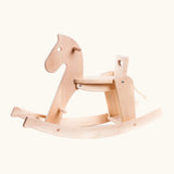 Bajo unpainted wooden traditional rocking horse with handles and foot rest