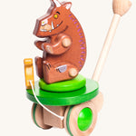 A image showing the mouse has moved round the green platform, with the Gruffalo sat on top