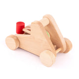 A front view of the A Bajo wooden catapult toy set available available at Babipur 
