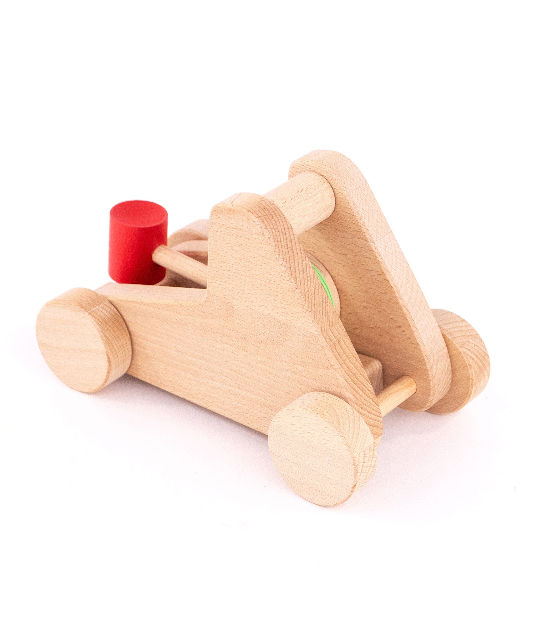 A front view of the A Bajo wooden catapult toy set available available at Babipur 