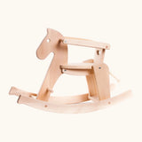 Bajo unpainted wooden traditional rocking horse with arm rest 