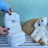 Reusable Bambinex newborn and baby (up to 20lbs) Bamboo nappy stack, available to buy at Babipur.