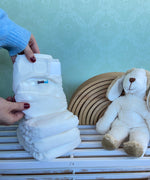 Reusable Bambinex newborn and baby (up to 20lbs) Bamboo nappy stack, available to buy at Babipur.
