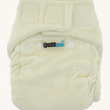 Bambinex bamboo size 1 nappy in cream available at Babipur. Features a velcro fastener and comes in 2 sizes.