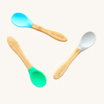 Eco Rascals Baby Spoons - 3 Pack in green, blue and grey. 
