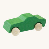 Beck wooden toy passenger car available at Babipur. This vehicle has a green body and unpainted wheels