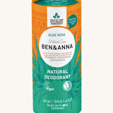 Ben & Anna aloe vera paper stick deodorant available at Babipur. A natural deodorant made in Germany in a Aztec inspired packaging design