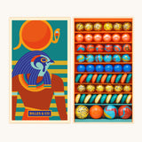 Billes & Co Horus marble balls set available at Babipur. A box of 62 marbles and pebbles in Horus inspired colours. Set comes in a cardboard box with a Horus god on the front.