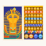 Billes & Co Toutankhamon marble set available at Babipur. A box of 62 marbles and pebbles in Pharaoh inspired colours. Set comes in a cardboard box with a Pharaoh on the front.