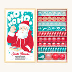 Festive Billes & Co Santa Marbles Treasure Box includes 53 coloured glass marbles in icy blues and glossy reds