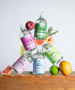An image of all Bio-D 500ml cleansing handwashed stacked on a wooden surface 