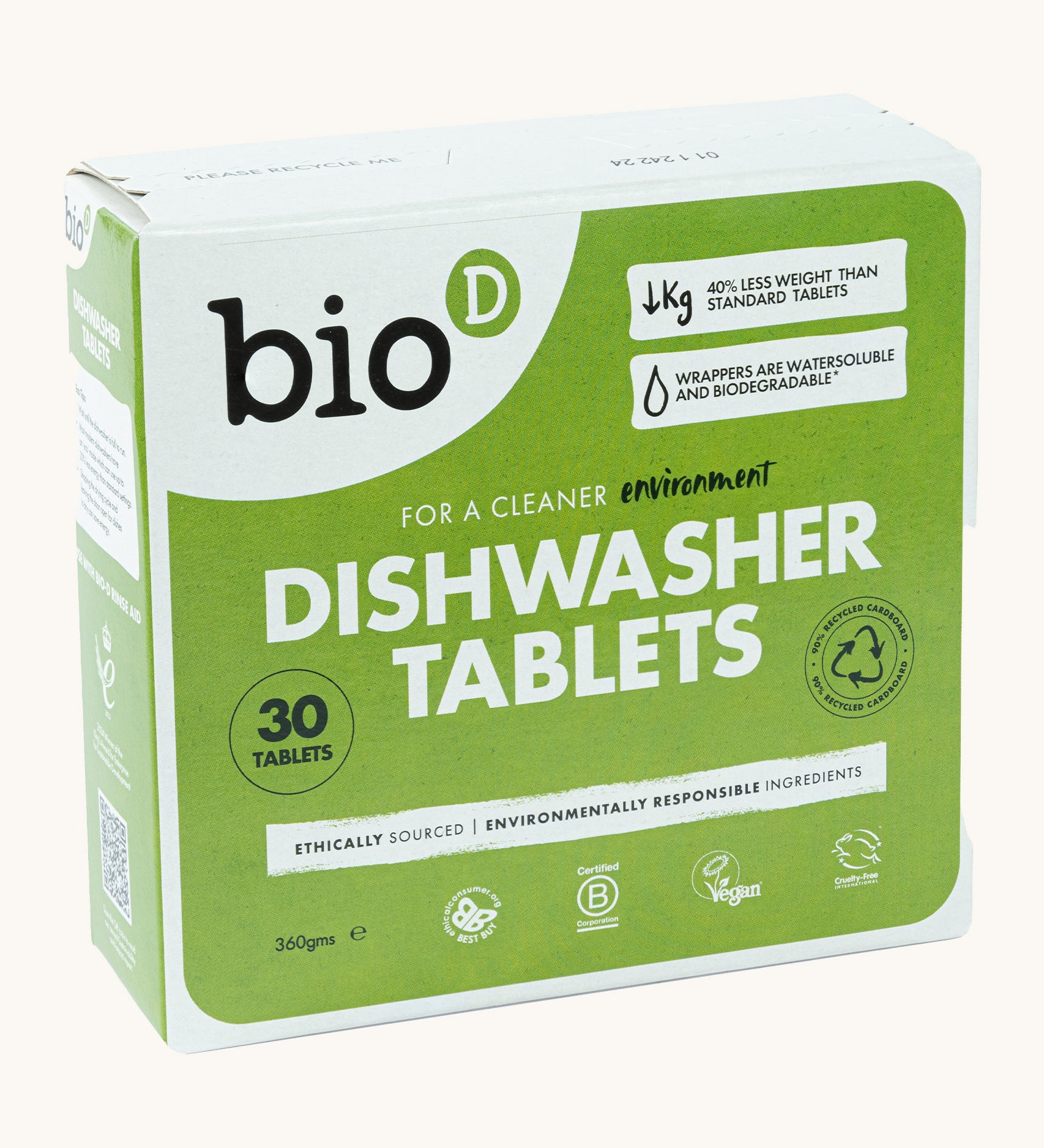 Bio-D dishwasher tablets available at Babipur. This comes in a 30 pack and presented in a green box