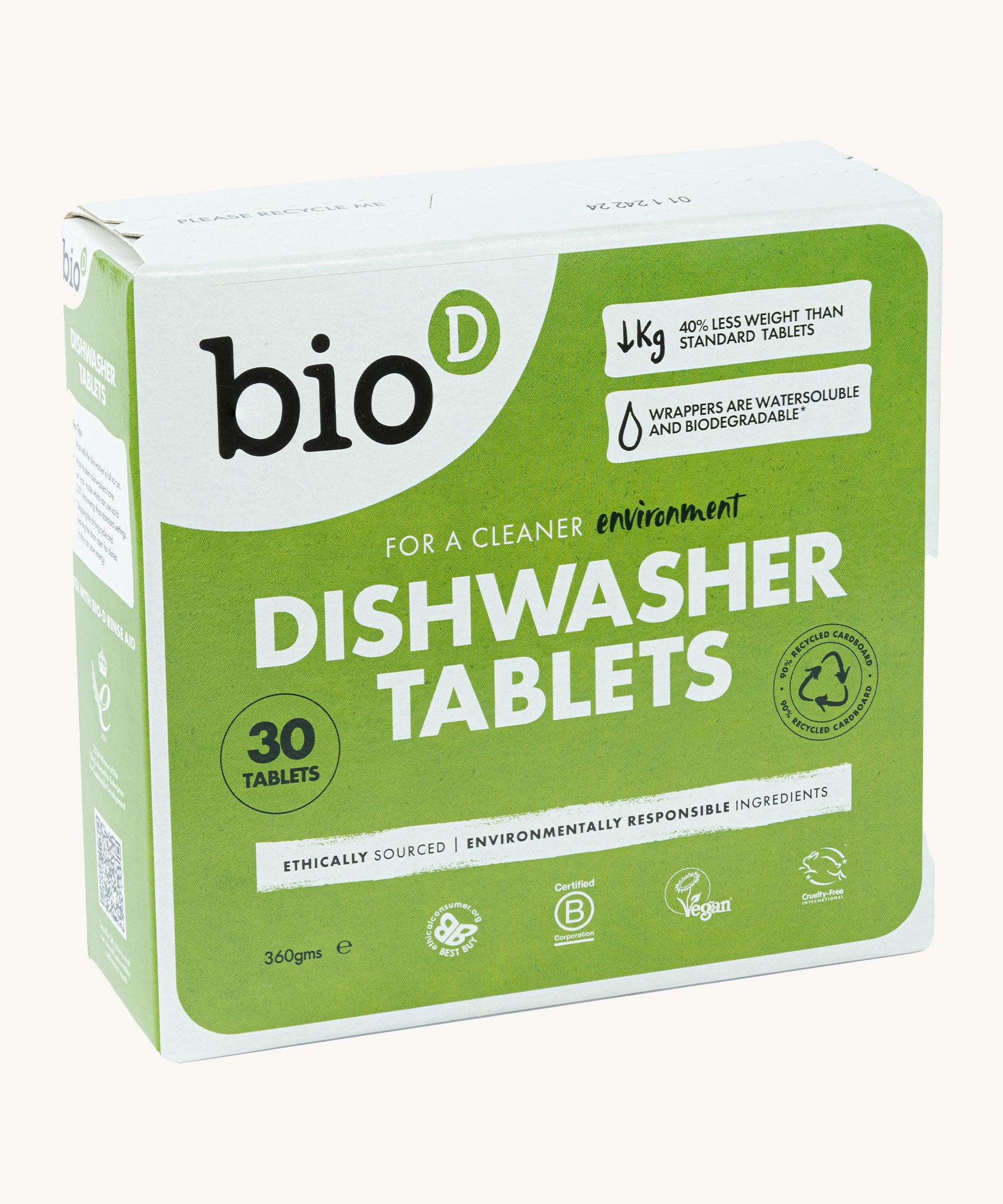 Bio-D dishwasher tablets available at Babipur. This comes in a 30 pack and presented in a green box