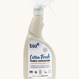 Bio-D vegan and cruelty free cotton fresh fabric refresher liquid in a 500ml spray bottle