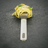 A close up of the fork from the Black + Blum stainless steel cutlery set