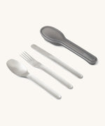 Black + Blum stainless steel cutlery set with portable hygienic carry case available at Babipur. Set includes a spoon, fork and butter knife