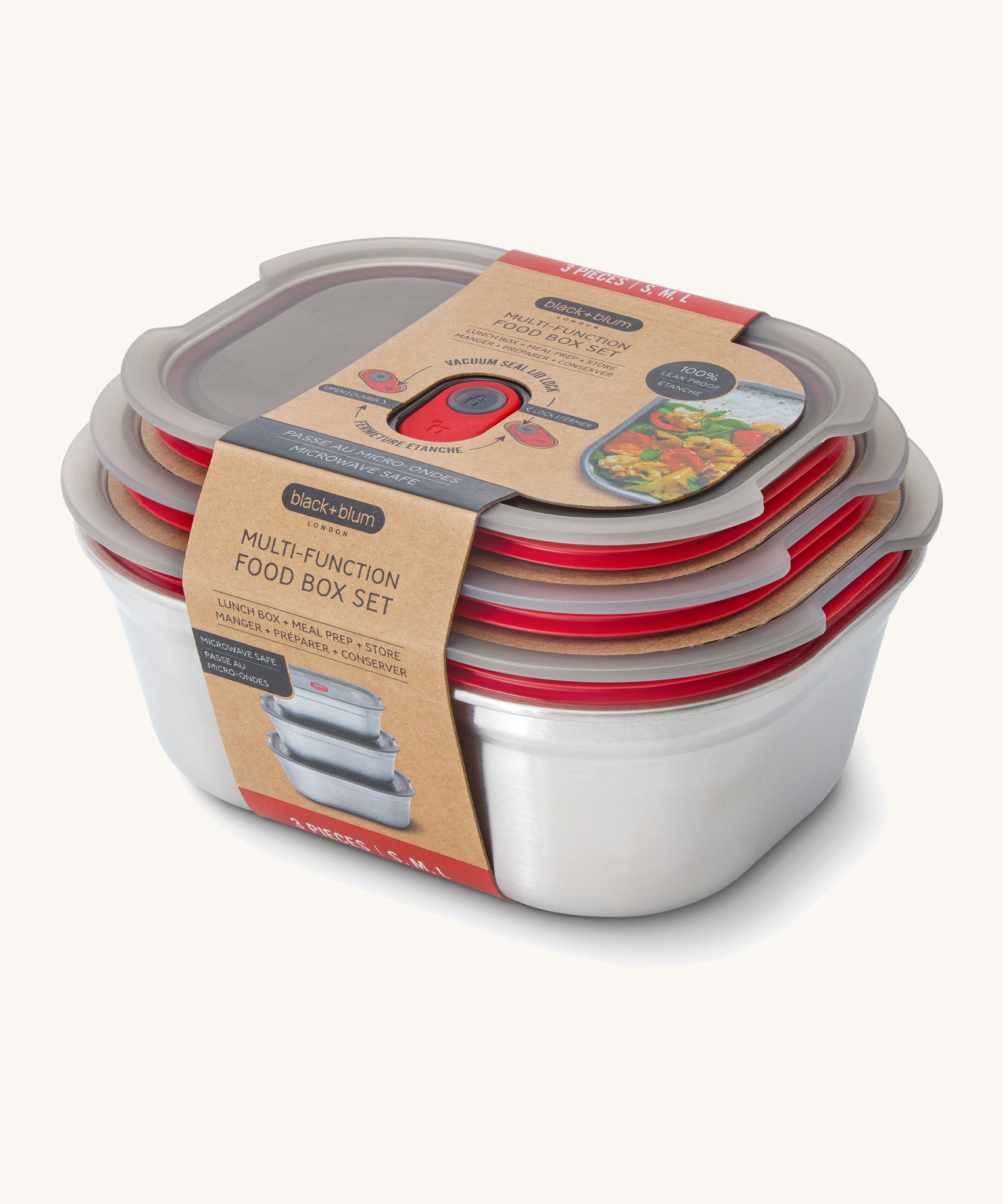 Black + Blum microwave safe, leakproof stainless steel mixed size lunchbox set available  at Babipur.