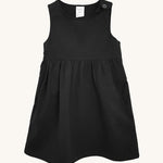 The Eco Outfitters organic and fair trade cotton school pinafore dress in black.