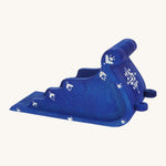 The blue Bumbu Snow Sleigh stood alone without the reins, showing the white painted details on a cream background