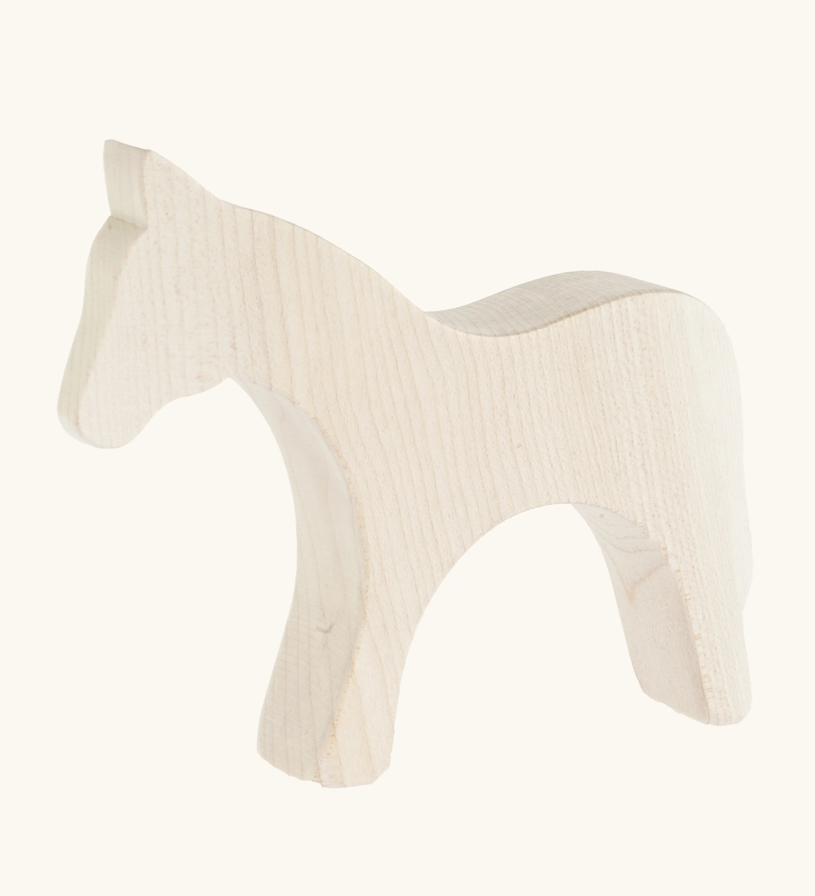 Bumbu paint your own wooden toy horse. A smooth and natural finish with wood grain showing.