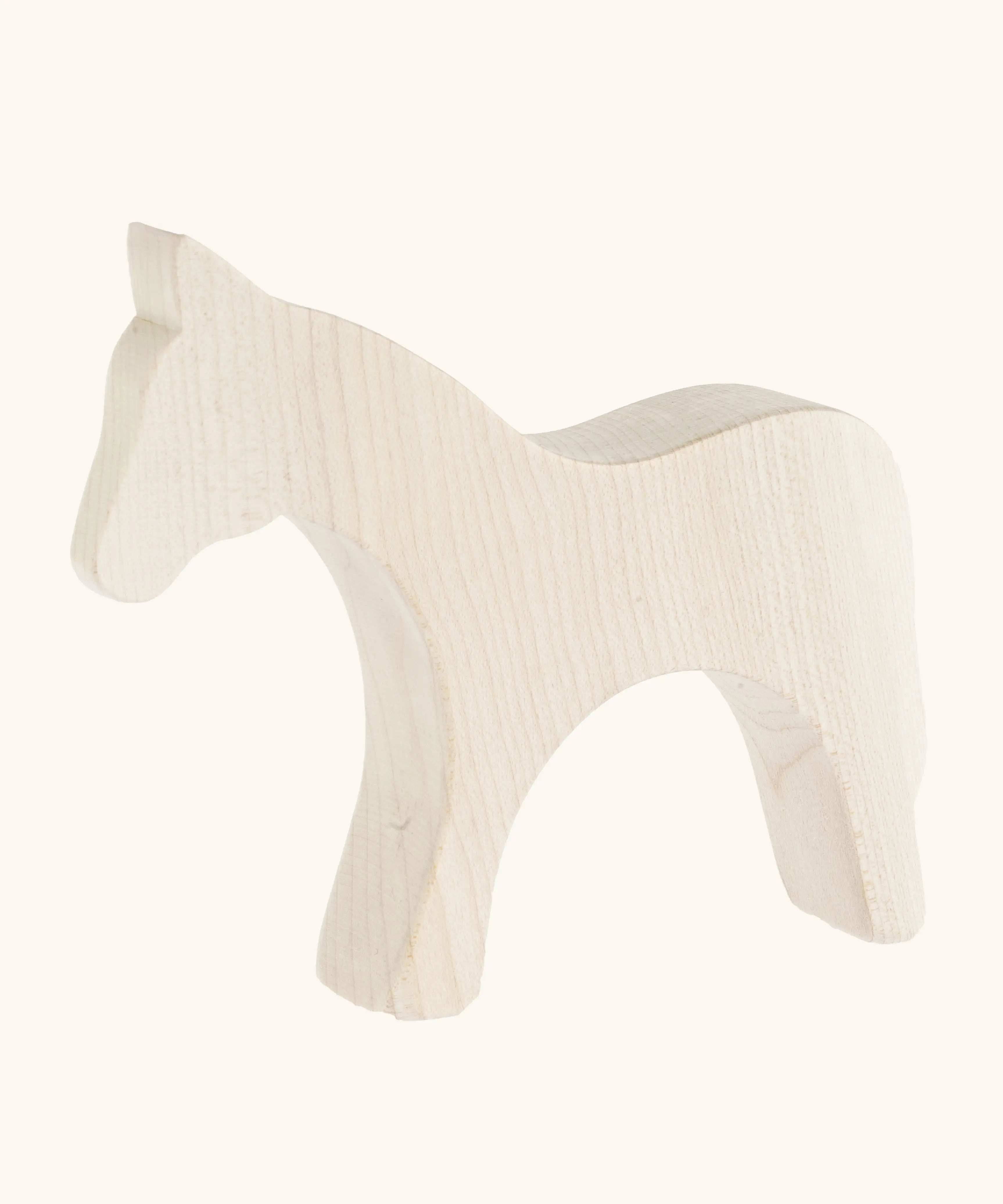 Bumbu paint your own wooden toy horse. A smooth and natural finish with wood grain showing.