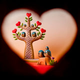 Romantic playscene featuring Bumbu hand crafted wooden love birds figures