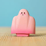 Bumbu handmade and hand painted wooden pink ghost figure available at Babipur.