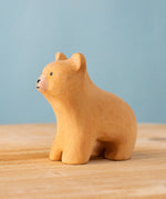 Bumbu handmade and hand painted wooden brown curious bear figure with playful and cute facial features available at Babipur.