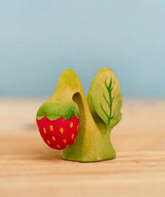 Bumbu Toys handmade wooden strawberry plant toy for small-world Waldorf-inspired play scenes. 