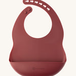 Eco Rascals Silicone Baby Bib in burgundy. 