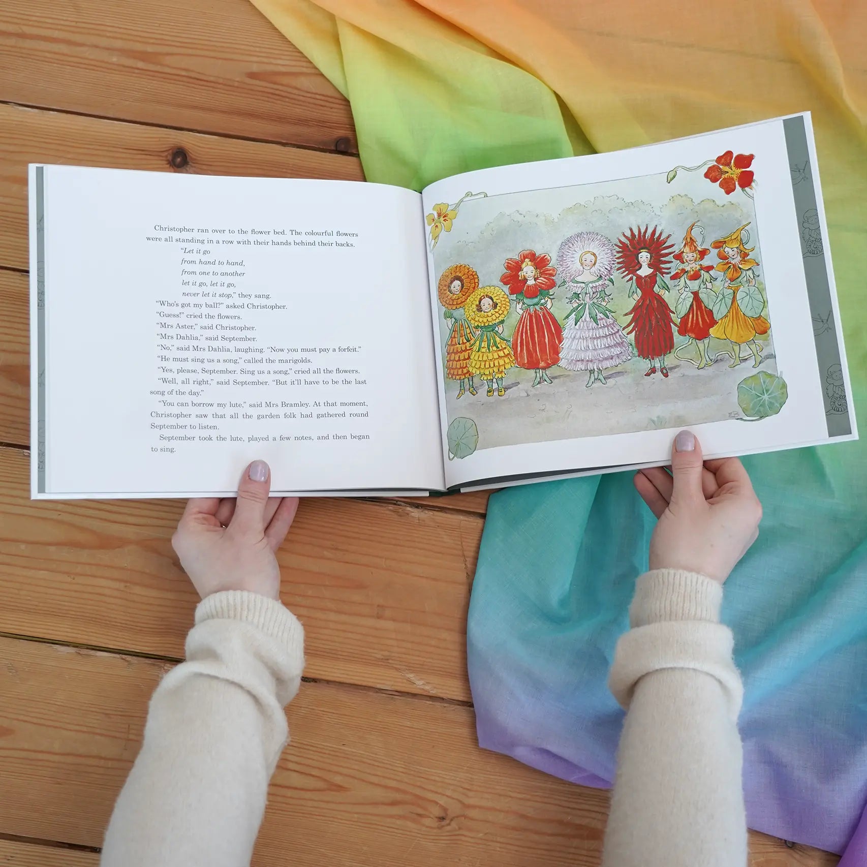 Christopher's Garden children's hardback book by Elsa Beskow opened.