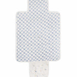 Avery Row Travel Changing Mat - Coastline, unfolded showing the internal blue and white checkerboard pattern..